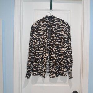 Rachel Zoe size Large long sleeve with zebra pattern blouse.